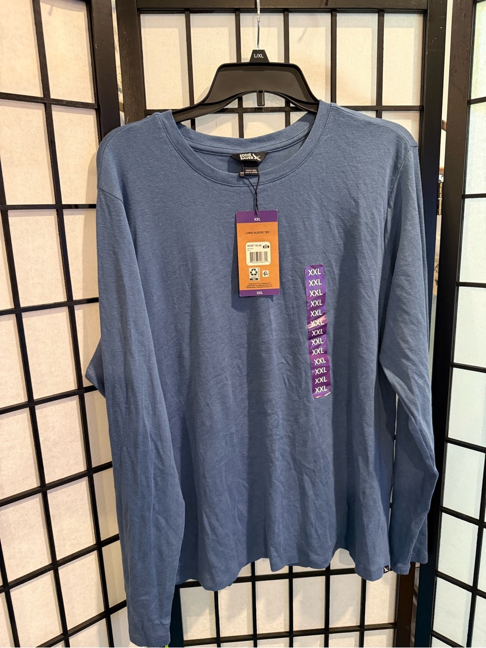 Eddie Bauer Men's Long Sleeve Crewneck Shirt - Slate Blue (XXL) (G2)